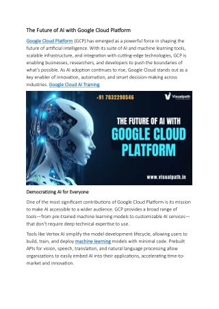 Best Google Cloud AI Training in Ameerpet - Visualpath