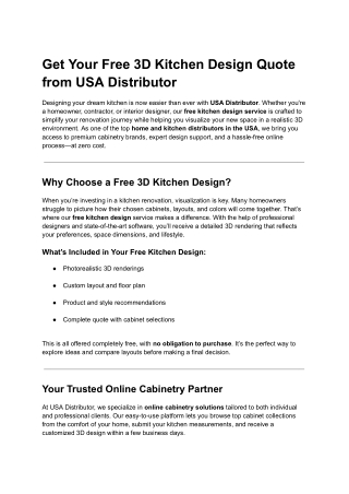 Visualize Your Dream Kitchen Free | USA Distributor