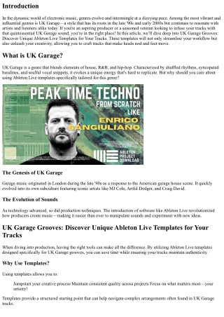 UK Garage Grooves: Discover Unique Ableton Live Templates for Your Tracks