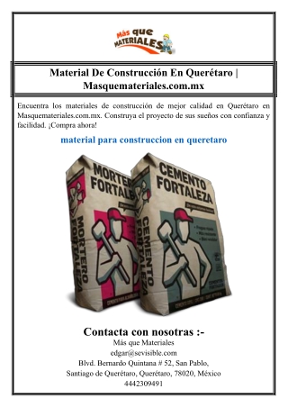Material De Construcción En Querétaro | Masquemateriales.com.mx