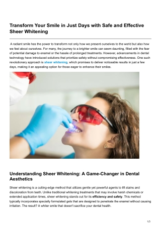 Transform Your Smile in Just Days with Safe and Effective Sheer Whitening