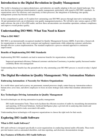The Digital Revolution in Quality Management: Automating Your ISO 9001 Process
