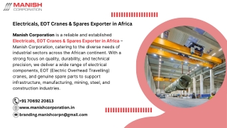 Electricals, EOT Cranes & Spares Exporter in Africa