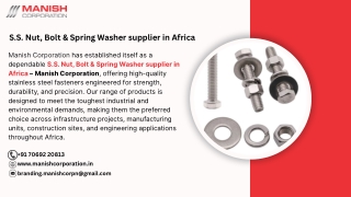 S.S Nut, Bolt & Spring Washer in Africa