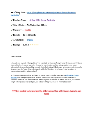 Arthro MD  Cream Australia