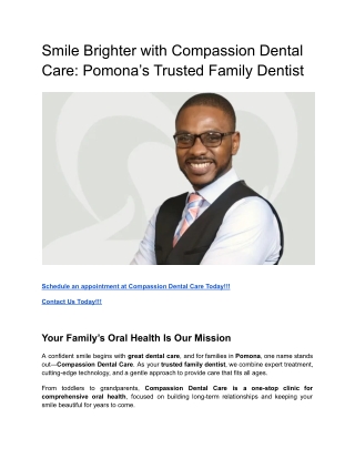Smile Brighter with Compassion Dental Care_ Pomona’s Trusted Family Dentist
