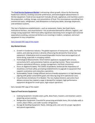Efficiency and Innovation in the Global Food Service Equipment Market