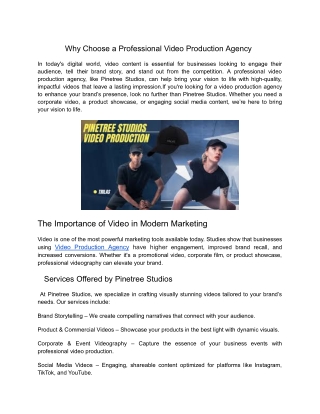 Why Choose a Professional Video Production Agency