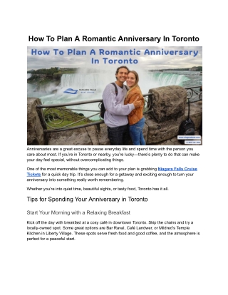 How To Plan A Romantic Anniversary In Toronto