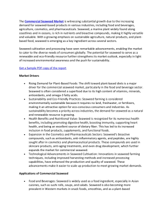 Sustainable Growth in the Global Commercial Seaweed Industry