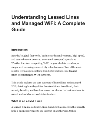 Understanding Leased Lines and Managed WiFi