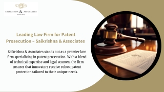 Leading Law Firm for Patent Prosecution – Saikrishna & Associates