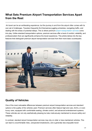 What Sets Premium Airport Transportation Services Apart from the Rest