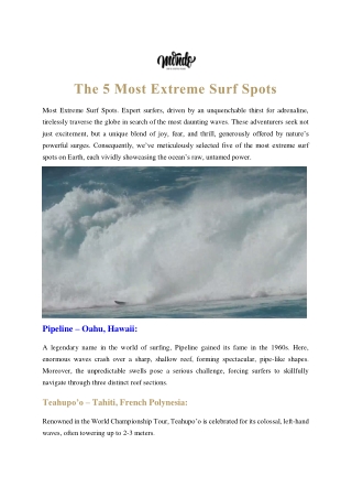 The 5 Most Extreme Surf Spots