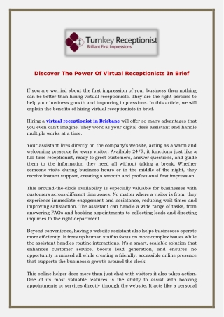 Discover The Power Of Virtual Receptionists In Brief