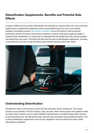 Detoxification Supplements Benefits and Potential Side Effects