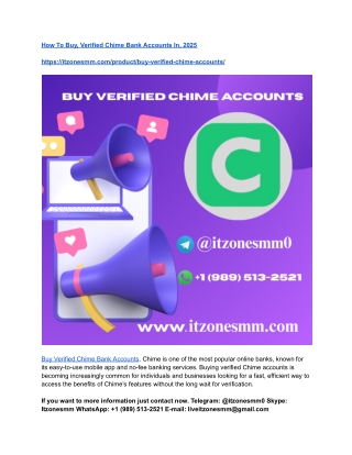 How To Buy, Verified Chime Bank Accounts In, 2025