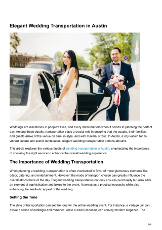Elegant Wedding Transportation in Austin