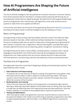 How AI Programmers Are Shaping the Future of Artificial Intelligence