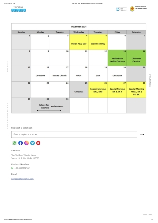 The Shri Ram wonder Years School - Calender