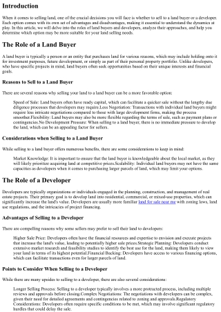 Land Buyer vs. Developer: Who Should You Choose?