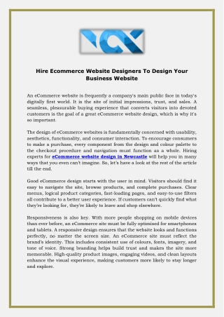 Hire Ecommerce Website Designers To Design Your Business Website