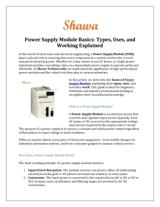 Power Supply Module Basics- Types, Uses, and Working Explained