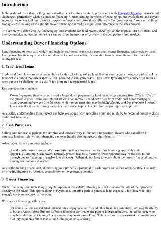 Land Buyer Financing Options: What Sellers Should Know