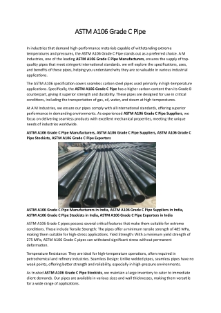 ASTM A106 Grade C Pipe