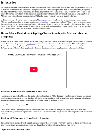 House Music Evolution: Adapting Classic Sounds with Modern Ableton Templates