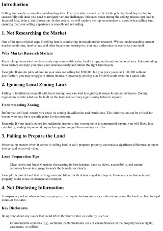 10 Mistakes to Avoid When Selling Land