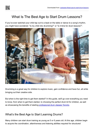 What Is The Best Age to Start Drum Lessons?