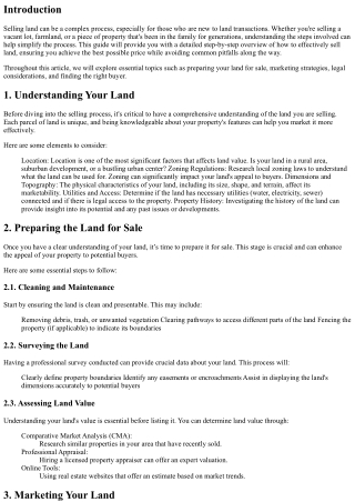 Selling Land: A Step-by-Step Guide for Beginners