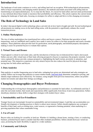 The Future of Selling Land: Trends to Watch