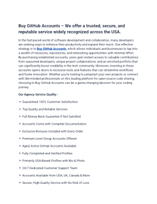 Buy GitHub Accounts - 100% active and safe