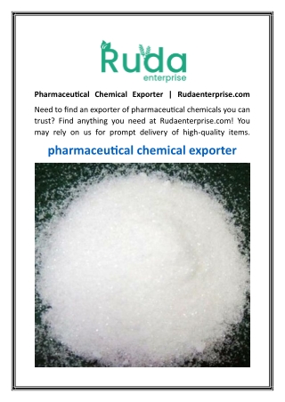 Pharmaceutical Chemical Exporter  Rudaenterprise.com