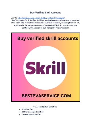 Good All Buy Verified Skril Account