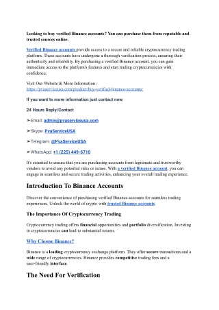 #3 How to Buy Verified Binance Accounts In pvaserviceusa 2025