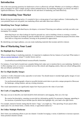 The Dos and Don'ts of Marketing Your Land to Potential Buyers