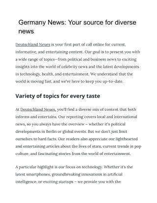 Germany News- Your source for diverse news