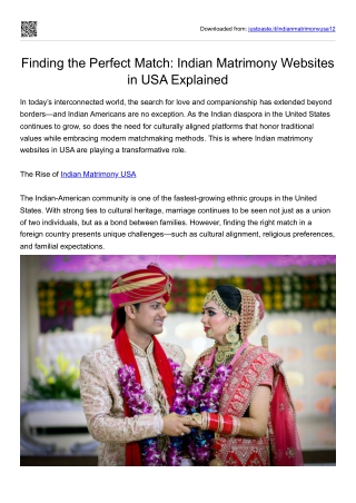 Finding the Perfect Match: Indian Matrimony Websites in USA Explained