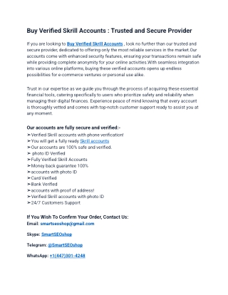 Top 1k Benefits of Having a Buy Verified Skrill Accounts