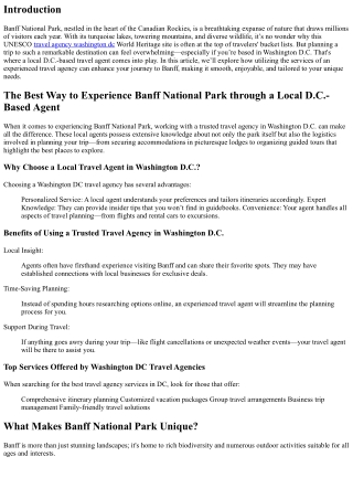 The Best Way to Experience Banff National Park through a Local D.C.-Based Agent