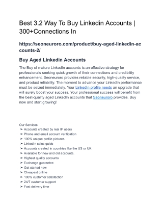 Best 3.2 Way To Buy Linkedin Accounts _ 300 Connections In