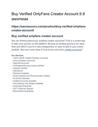 Buy Verified OnlyFans Creator Account 9.8 awomeaa