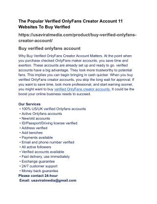The Popular Verified OnlyFans Creator Account 11 Websites To Buy Verified