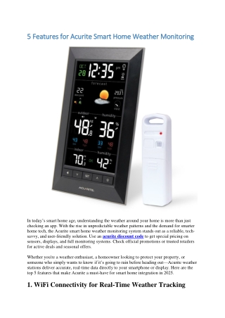 5 Features for Acurite Smart Home Weather Monitoring