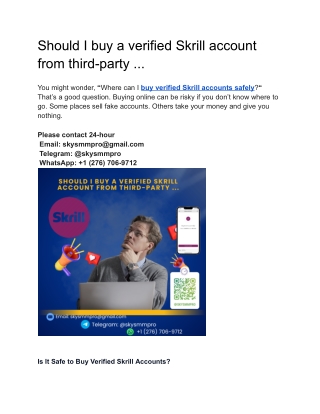 Should I buy a verified Skrill account from third-party ...