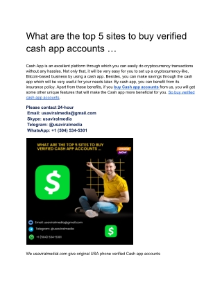 What are the top 5 sites to buy verified cash app accounts ...