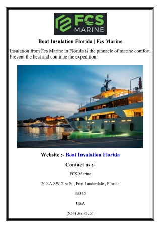 Boat Insulation Florida   Fcs Marine